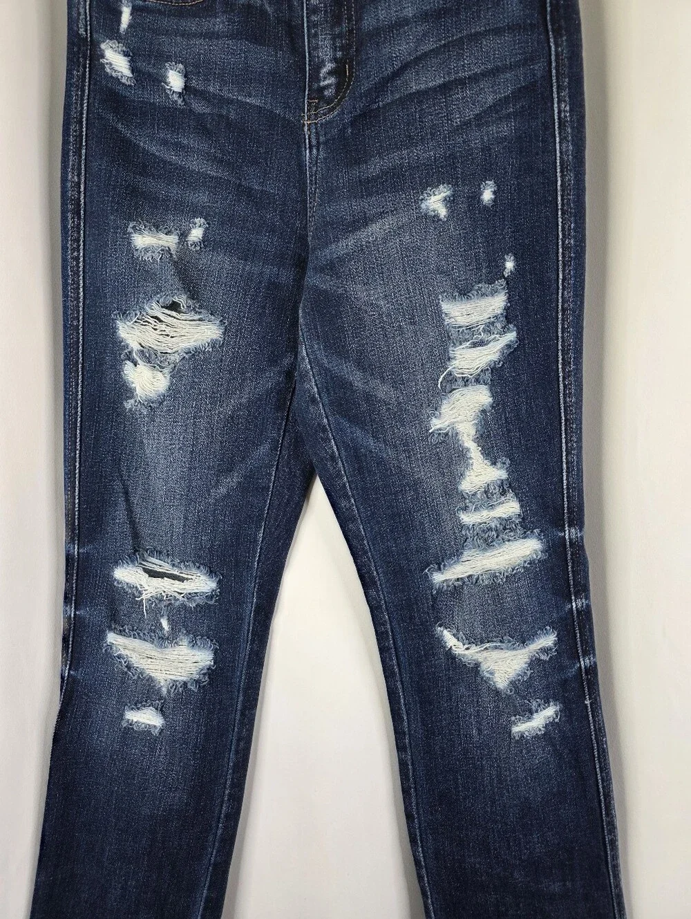 Flying Monkey Womens Size 23 Ultra High Rise Skinny Dark Denim Jeans Distressed‎